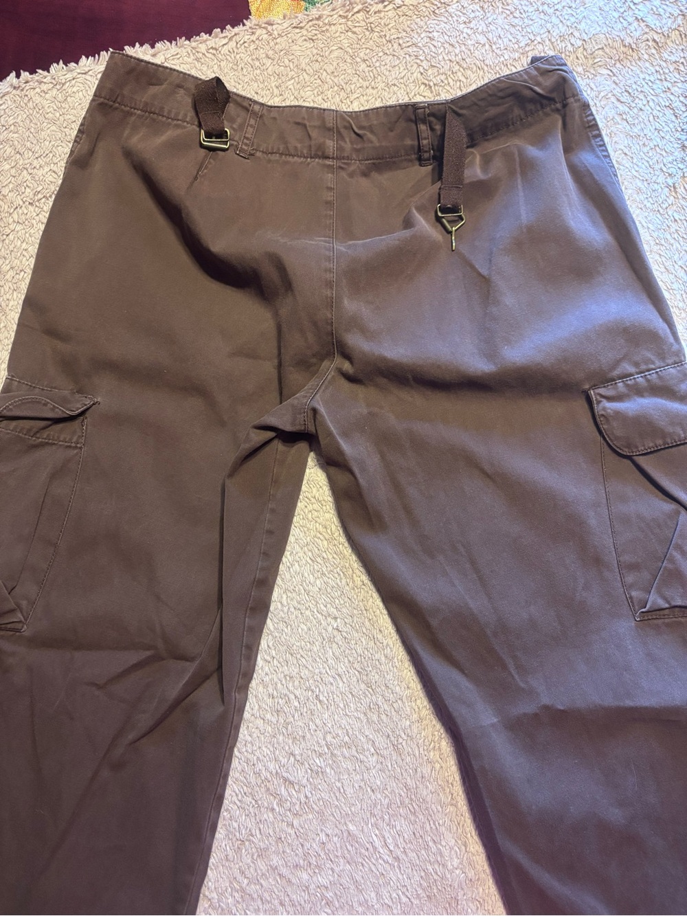 Woman’s Brown Cargo Pants with Utility Pockets - Picture 2 of 4